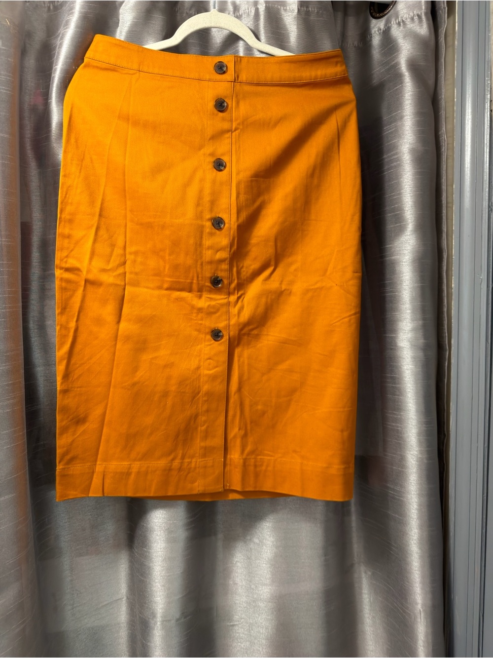 Ann Taylor Orange Button-Front Pencil Skirt